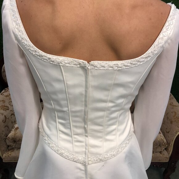 Bridgerton Wedding Dress, BELL LONG SLEEVE, Square Scoop Neck, Aline Ballgown - Picture 12 of 15